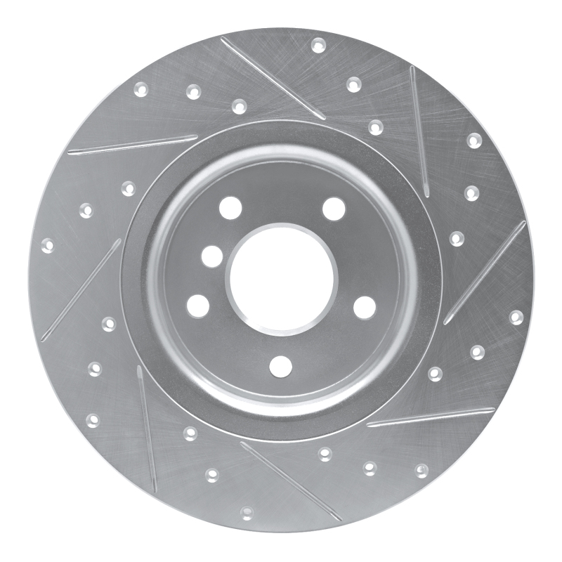 Jaguar XE Brake Rotor (1) - Rear Left - R1 Concepts - Drilled & Slotted - Silver - `17-`19